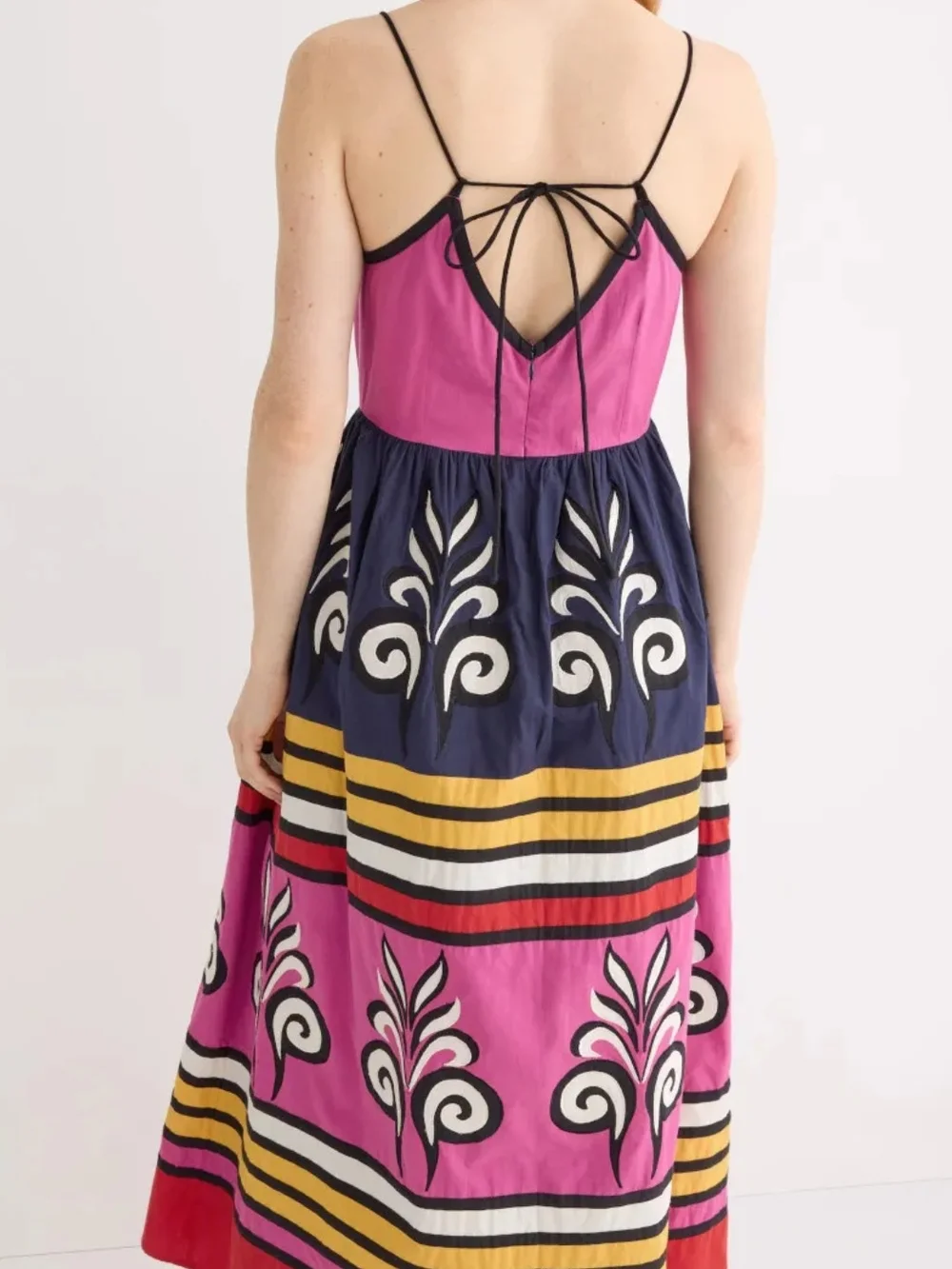 Navy & Pink Printed Spaghetti-Strap Maxi Dress - Picture 2 of 9